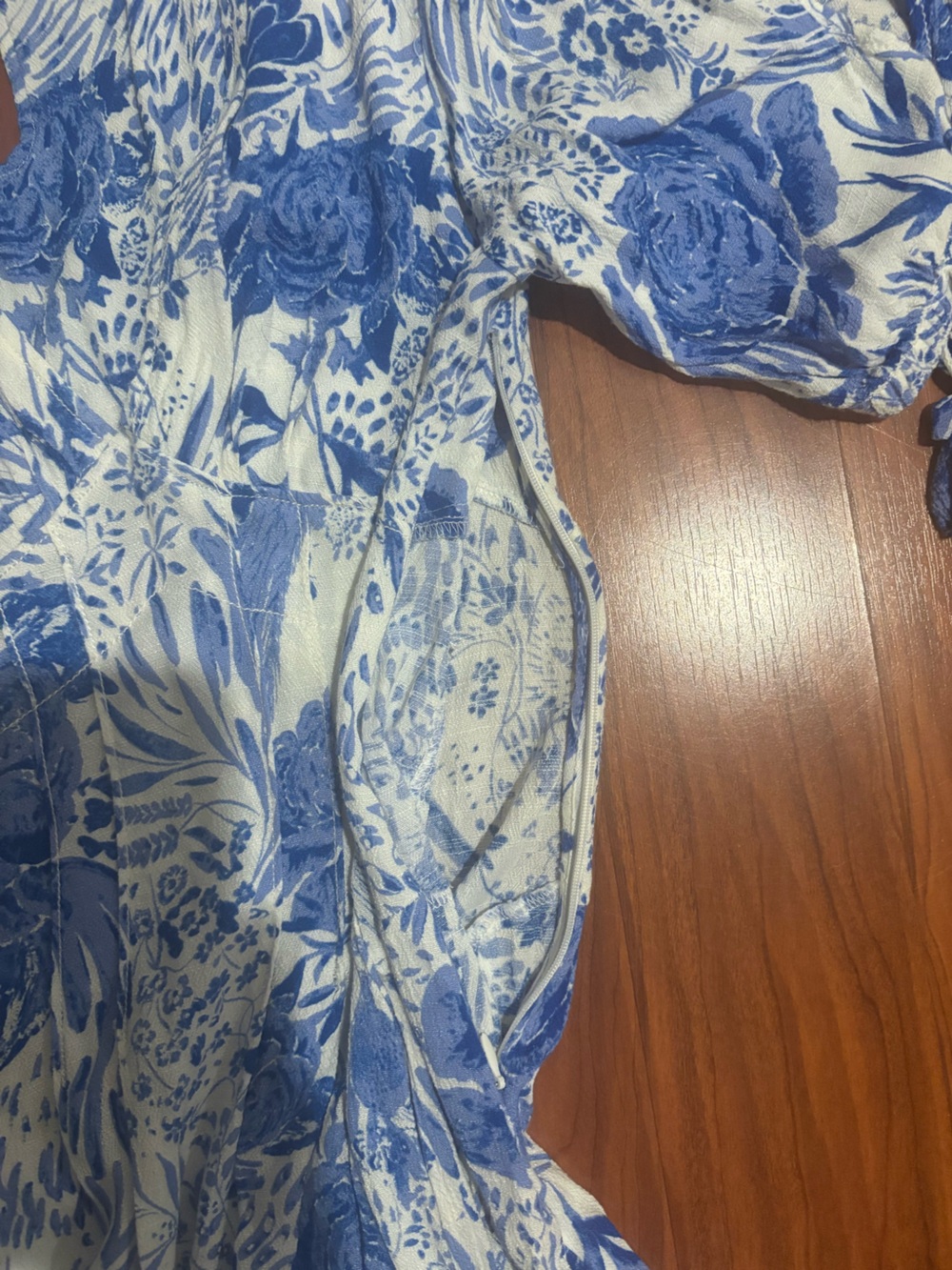 Free People Forever Always Dress Coquette White Blue Floral Midi Dress Womens 4 - Picture 8 of 9